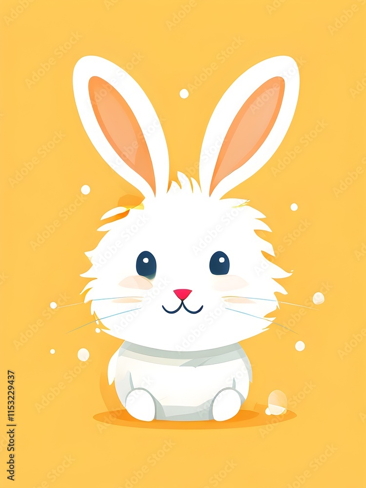 Fototapeta premium Simple cartoon Easter bunny, abstract illustration