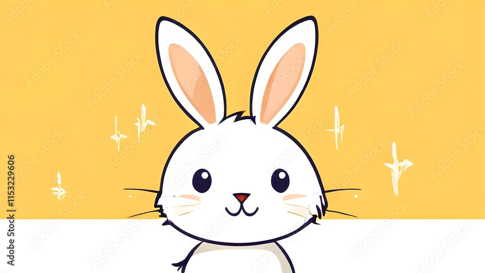 Fototapeta premium Simple cartoon Easter bunny, abstract illustration
