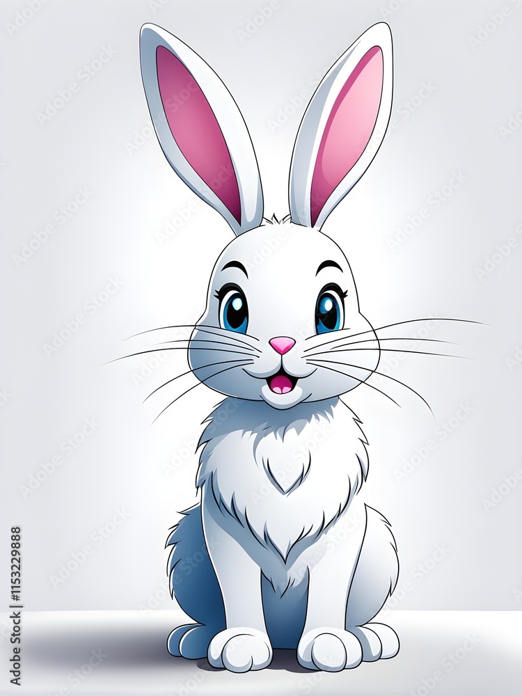 Fototapeta premium Simple cartoon Easter bunny, abstract illustration