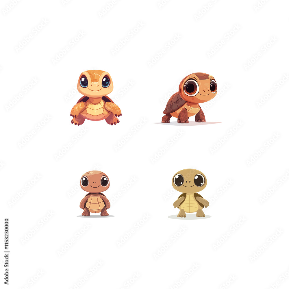 Fototapeta premium Cartoon circus turtle, cute and friendly turtle, white background 
