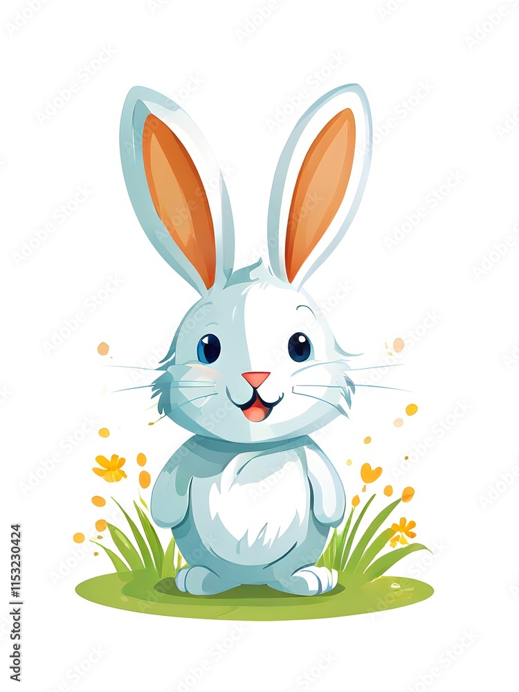 Fototapeta premium Simple cartoon Easter bunny, abstract illustration