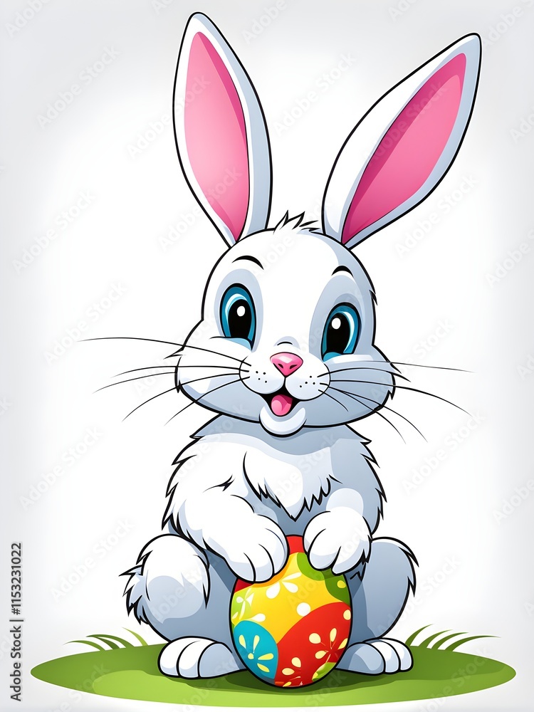 Obraz premium Simple cartoon Easter bunny, abstract illustration
