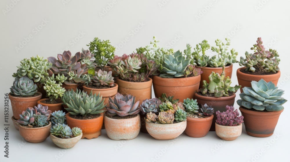 A Collection Of Succulents In Terracotta Pots A Collection Of Succulents In Terracotta Pots