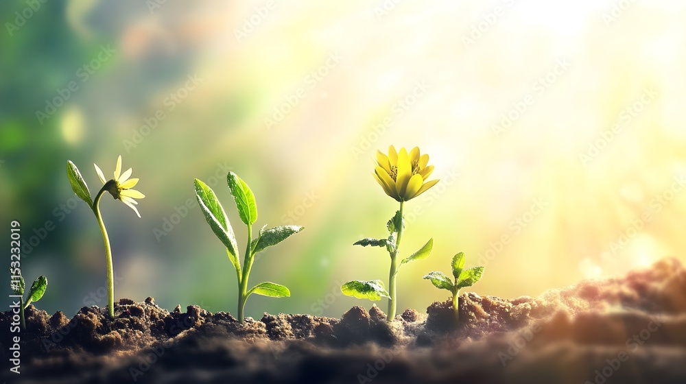 Growth Stages of a Flower: From Seed to Bloom in a Lush Environment ...