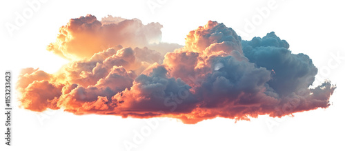 Fototapeta Naklejka Na Ścianę i Meble -  Picturesque sunset clouds isolated on white and transparent background