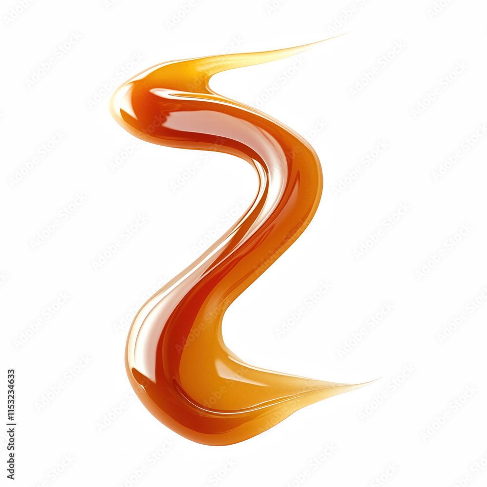 Caramel syrup drizzle isolated on transparent background Generative Ai. Caramel syrup drizzle isolated on transparent background Generative Ai.