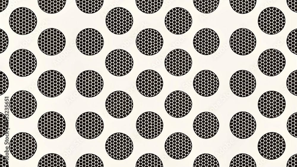 Minimalist Black Circle Pattern: Geometric Polka Dot Background for Wallpaper & Fabric
