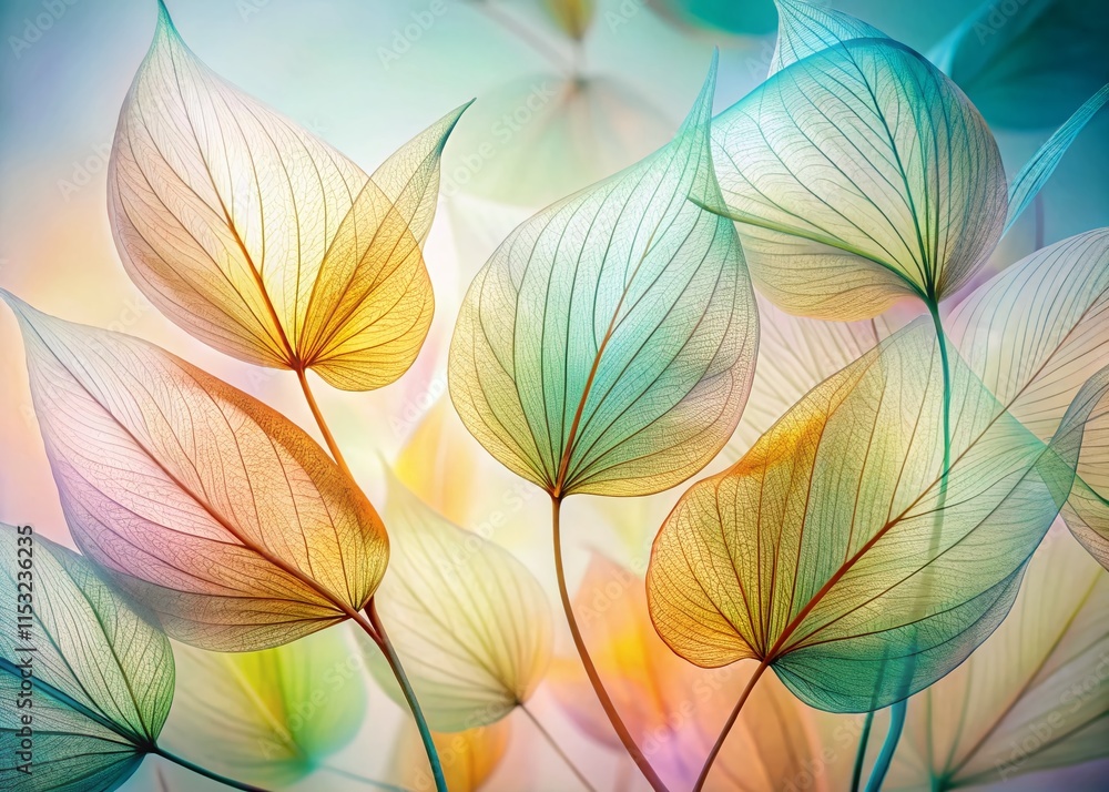 Fototapeta premium Minimalist Botanical Line Art: Abstract Leaf Collage, Long Exposure Photography