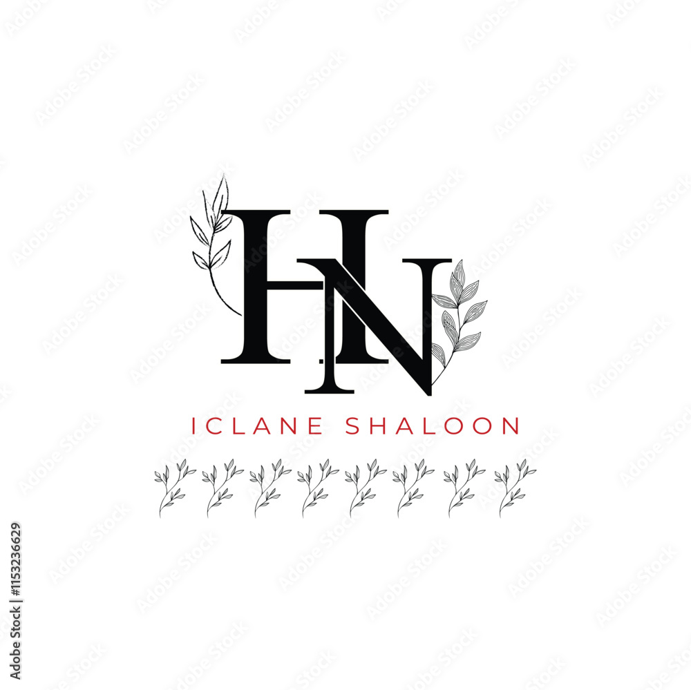 Minimalist HN Monogram with Botanical Illustration.Elegan Initial NH Logo with Floral Element. Wedding logos, hand drawn elegant, delicate and minimalist,black and white vintage logo for beauty shop. Minimalist HN Monogram with Botanical Illustration.Elegan Initial NH Logo with Floral Element. Wedding logos, hand drawn elegant, delicate and minimalist,black and white vintage logo for beauty shop.