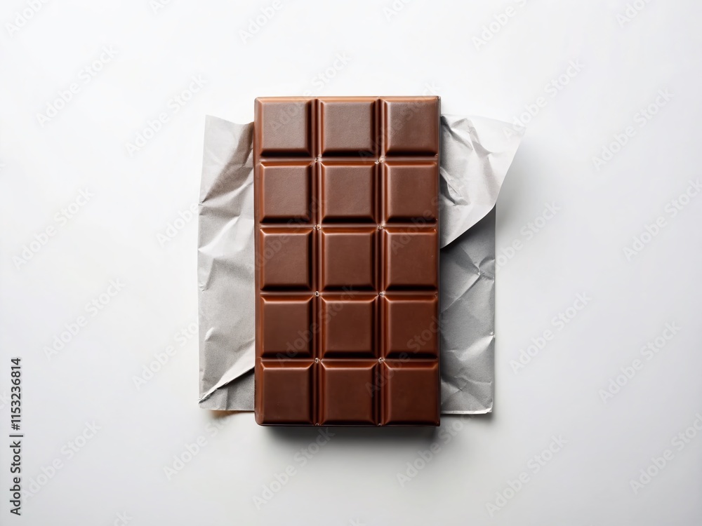 Obraz premium Minimalist Chocolate Bar Packaging Stock Photo: Clean Background, Space for Text
