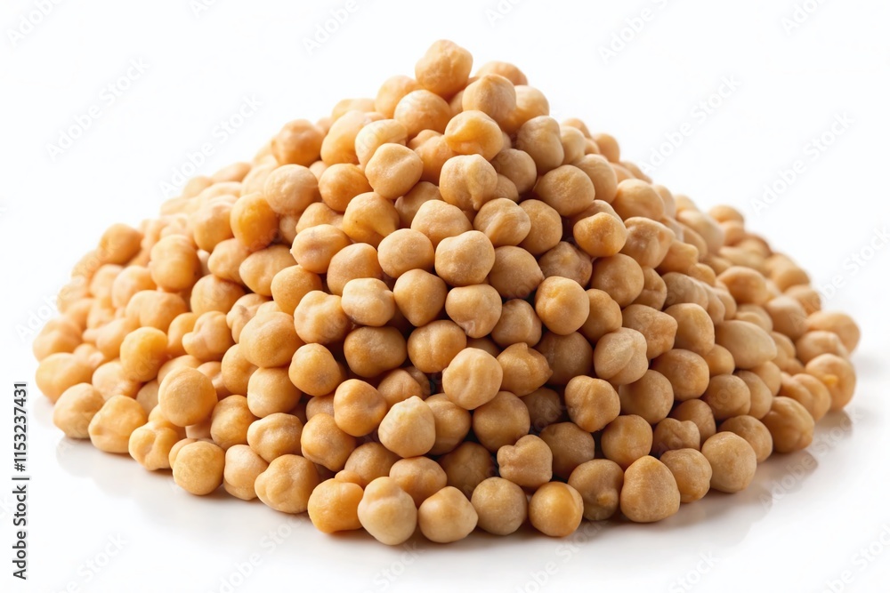 Minimalist Close-up of a Heap of Chickpea Beans Isolated on White Background Minimalist Close-up of a Heap of Chickpea Beans Isolated on White Background