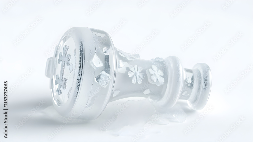 3D render close-up of a chess piece frozen in ice, intricate frost patterns decorating its surface, isolated on white background, ultra-detailed 8K 3D render close-up of a chess piece frozen in ice, intricate frost patterns decorating its surface, isolated on white background, ultra-detailed 8K