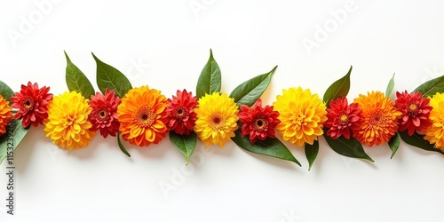 Indian Flower Garland - Mango Leaves and Marigold Flowers for Festive Decor and Cultural Celebrations Decoration for Indian hindu holidays or wedding. Diwali, makar sankranti, holi, new year  photo