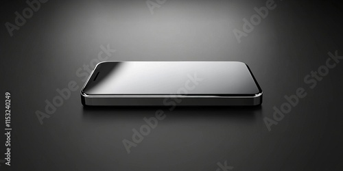 Futuristic Smartphone with Glossy Surface on Dark Gradient Background with Soft Shadows photo