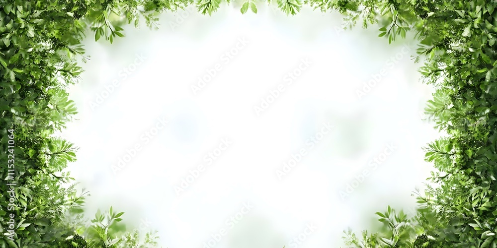 A blank background surrounded by lush green foliage, creating a natural and fresh frame. Concept Nature-Inspired Backdrops, Lush Green Foliage, Fresh and Airy Aesthetic, Outdoor Photography A blank background surrounded by lush green foliage, creating a natural and fresh frame. Concept Nature-Inspired Backdrops, Lush Green Foliage, Fresh and Airy Aesthetic, Outdoor Photography