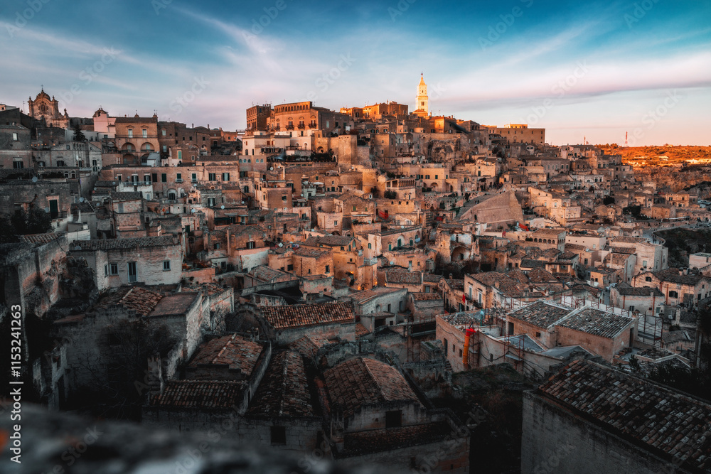 Obraz premium Ancient City of Matera in Basilikata, Southern Italy. Matera is considered one of the oldest cities in the world.