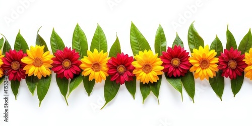 Indian Flower Garland - Mango Leaves and Marigold Flowers for Festive Decor and Cultural Celebrations Decoration for Indian hindu holidays or wedding. Diwali, makar sankranti, holi, new year  photo