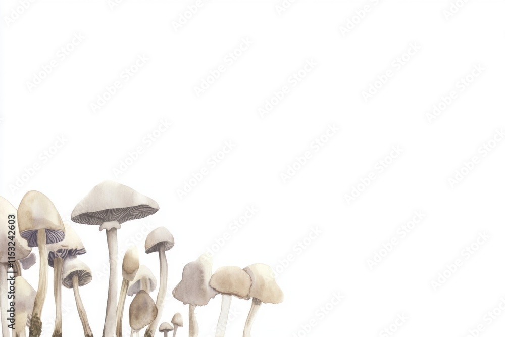 Minimalistic mushrooms on white background for eco-friendly designs Minimalistic mushrooms on white background for eco-friendly designs