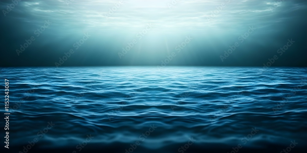 Obraz premium A serene ocean surface with gentle waves, illuminated by soft light filtering through the water above. Concept Serene Ocean Surface, Gentle Waves, Soft Light, Water Illumination