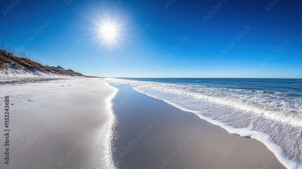 Stunning Seascape: Sun-Kissed Beach and Azure Ocean Stunning Seascape: Sun-Kissed Beach and Azure Ocean