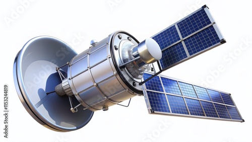 Minimalist Satellite on White Background - Space Exploration Stock Photo