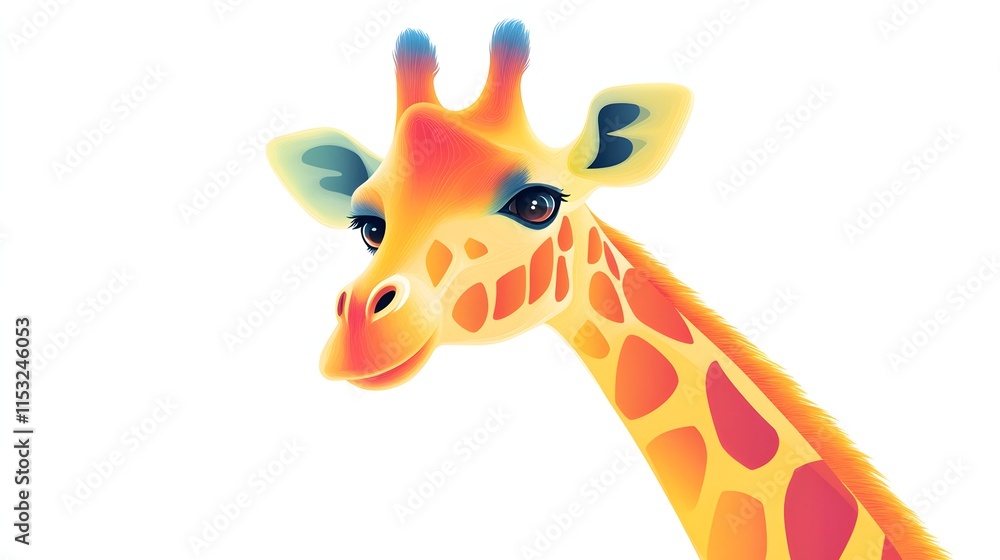 Obraz premium Vibrant Colorful Giraffe Head and Neck Portrait