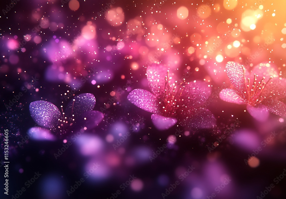 Purple Flowers Adorned with Radiant Lights. Purple Flowers Adorned with Radiant Lights.