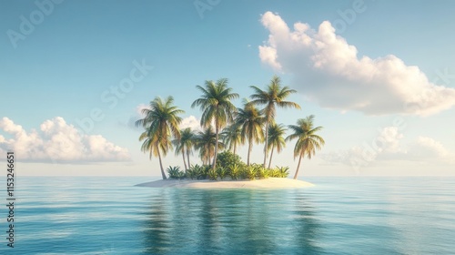 Tropical Island Paradise with Lush Palm Trees
