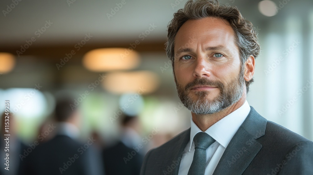 A professional man in a suit stands confidently in a business setting. A professional man in a suit stands confidently in a business setting.