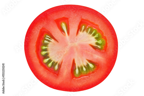 sliced of juicy red tomato isolated