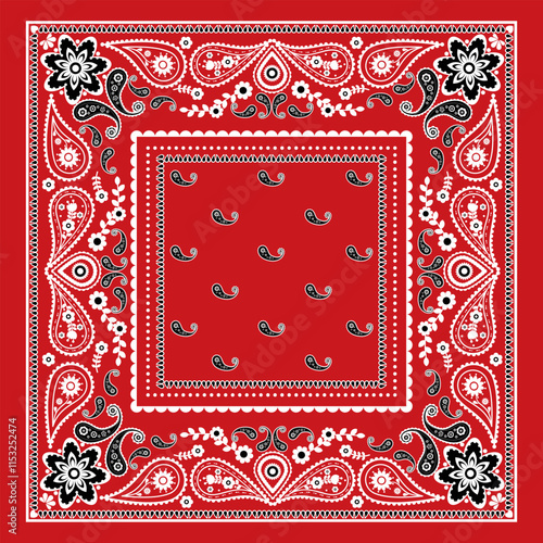 Red and white bandanna paisley 