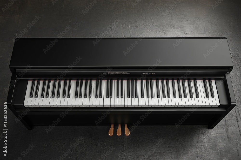 Fototapeta premium Black Digital Piano Top View