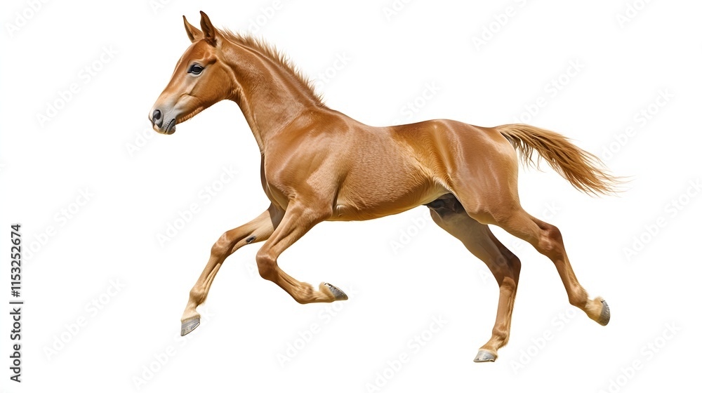 A Golden Palomino Foal Gallops Gracefully A Golden Palomino Foal Gallops Gracefully