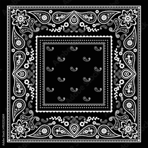 black and white bandanna paisley 