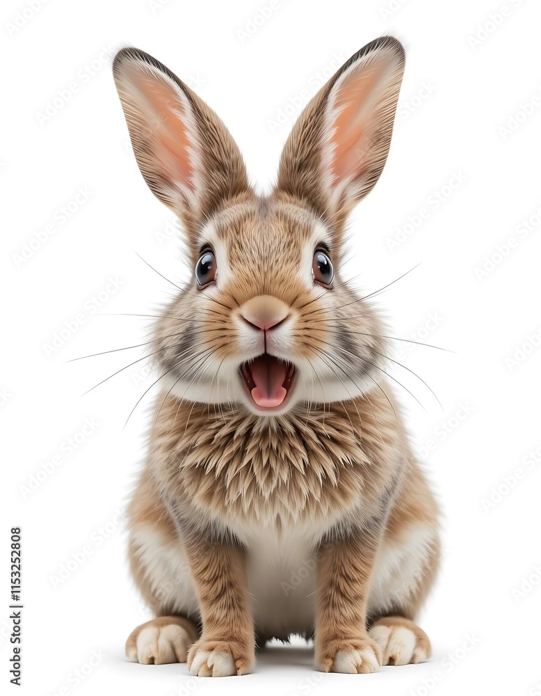 Fototapeta premium Adorable Brown Rabbit Showing Happy Expression