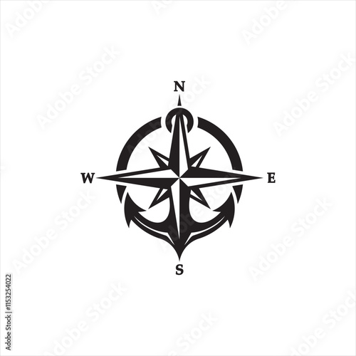 A logo with a compass and anchor, symbolizing direction and stability vector design illustration photo