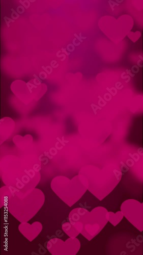Romantic Pink Heart Background with Soft Bokeh Effect and Adobe Stock Watermark for Valentine's or Love-Themed Design