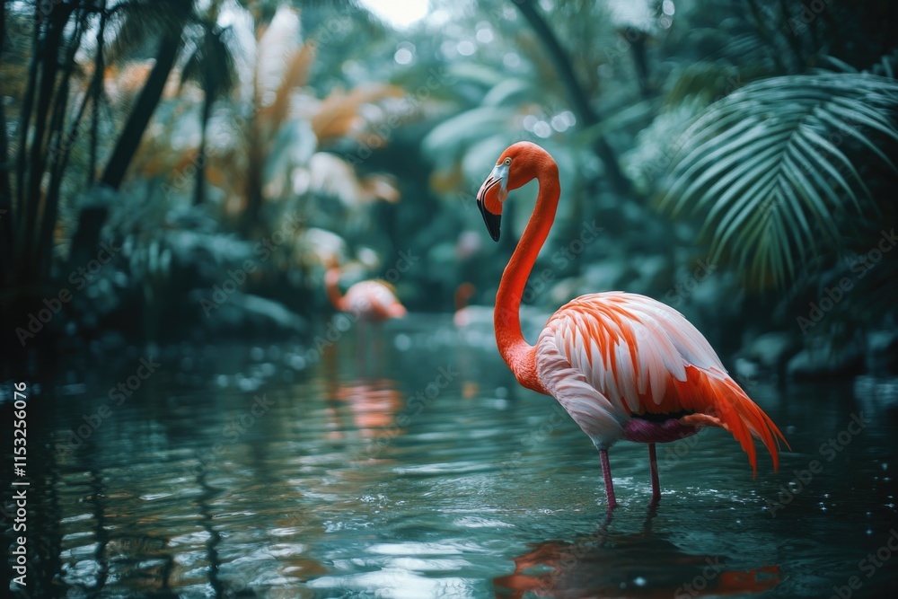 Fototapeta premium Flamingo standing in water