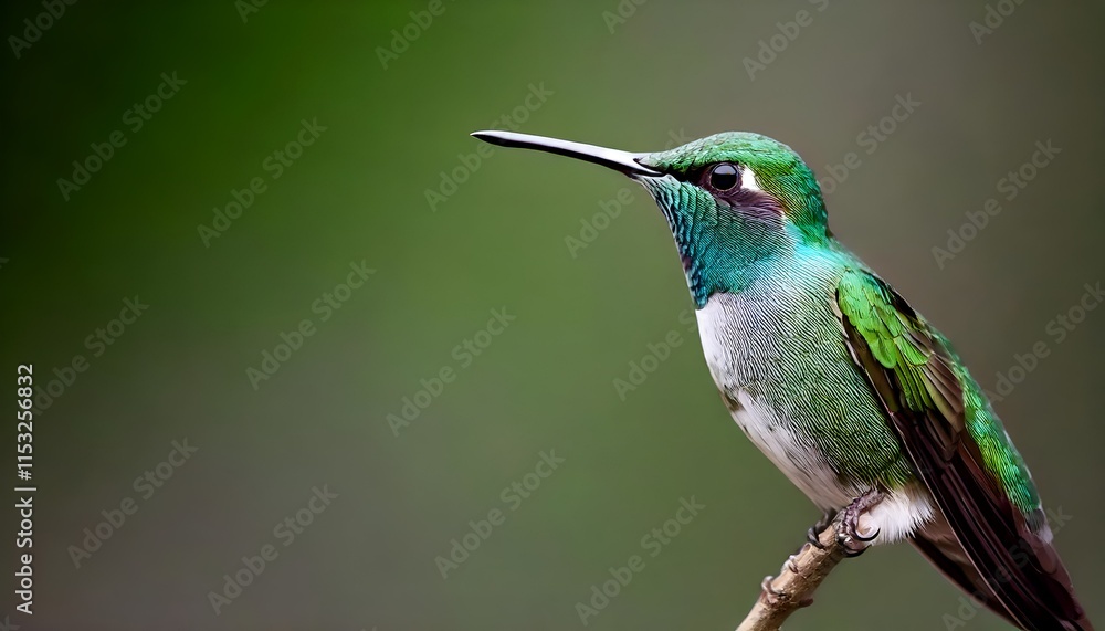 Beautiful hummingbird in flight and colorful feathers and perched in vibrant nature Beautiful hummingbird in flight and colorful feathers and perched in vibrant nature