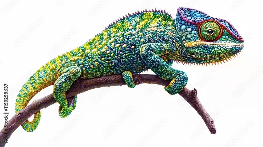 Obraz premium Vibrant Chameleon Perched on a Branch