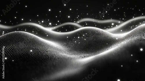 Future Technology Digital Abstract style Black and white lattice wave background