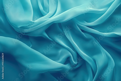 Wallpaper Mural Close-up of smooth, flowing teal fabric, creating a serene and elegant wave-like texture. Torontodigital.ca