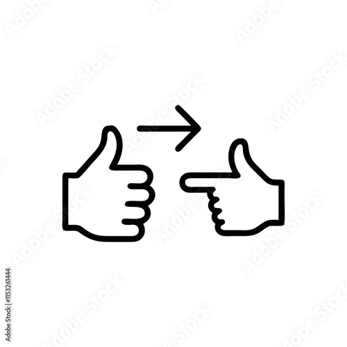 Thumb up icon. Hand Gestures Illustrate Forward Progress. Thumb up with star. Thumb up icon collection. Like sign and symbol. Vector illustration.