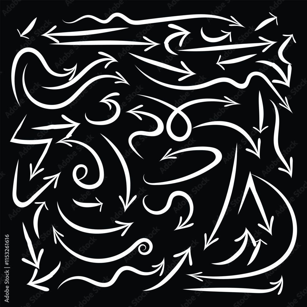 Dark abstract arrow line art with swirls Dark abstract arrow line art with swirls