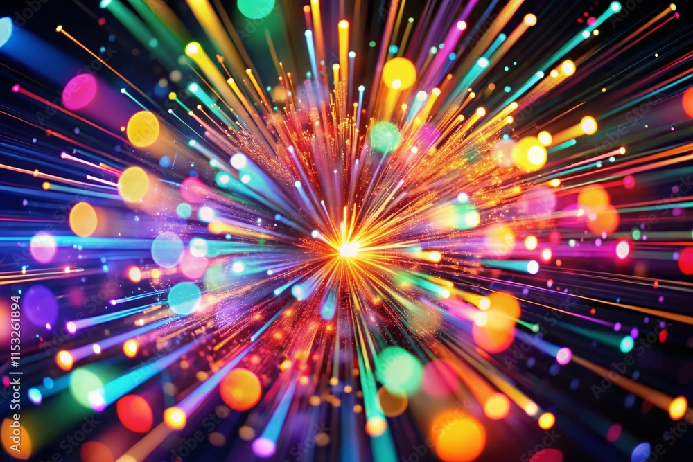 Neon Explosion Surprise: Vibrant Bokeh Burst Stock Photo Neon Explosion Surprise: Vibrant Bokeh Burst Stock Photo