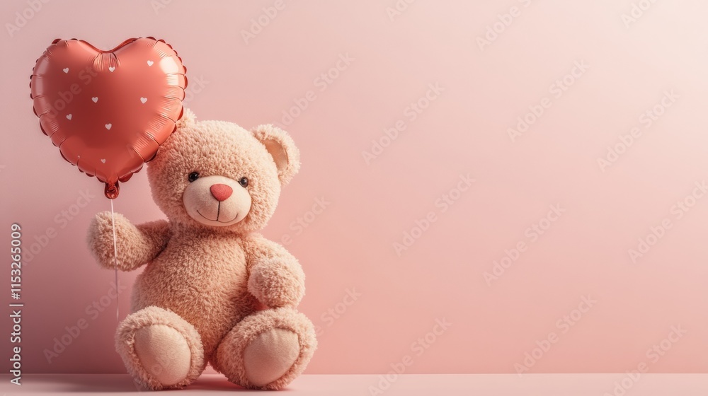 A teddy bear with a heart-shaped balloon A teddy bear with a heart-shaped balloon