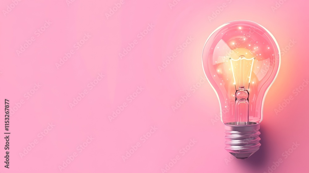 A light bulb against the pink background