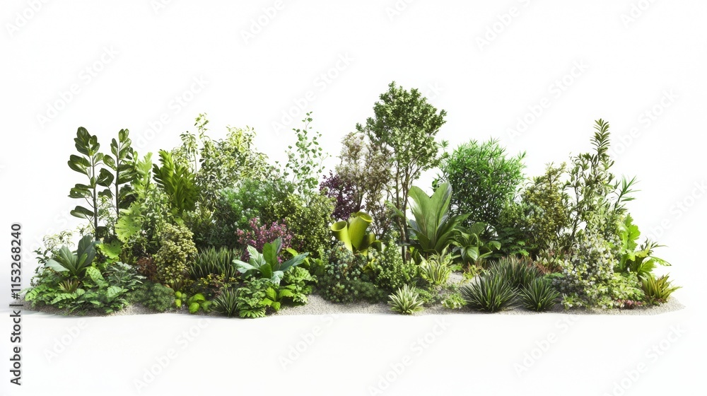 Lush Greenery: A vibrant collection of tropical and temperate plants flourishing in a harmonious landscape. Lush Greenery: A vibrant collection of tropical and temperate plants flourishing in a harmonious landscape.