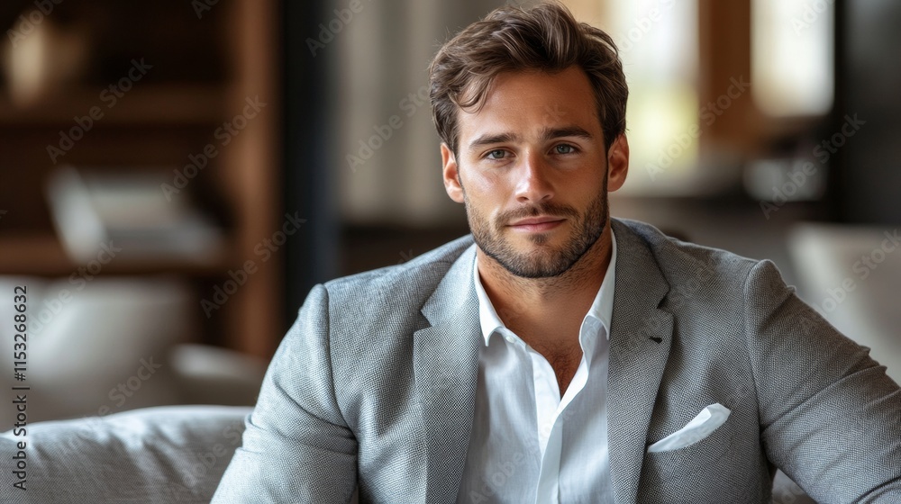 A young businessman sitting on the sofa A young businessman sitting on the sofa
