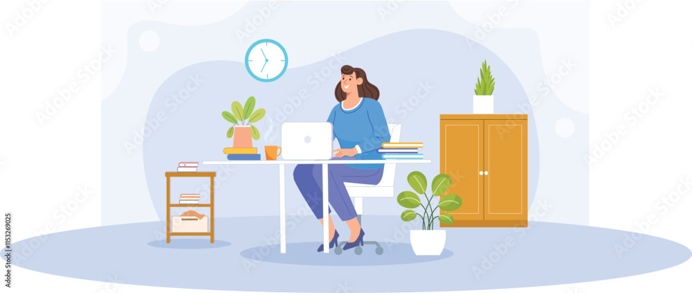 An illustration of a productive freelance workspace, featuring a cozy, modern desk setup with a laptop, a notebook, headphones, and a coffee mug. An illustration of a productive freelance workspace, featuring a cozy, modern desk setup with a laptop, a notebook, headphones, and a coffee mug.